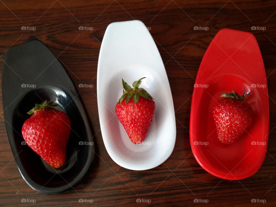 High angle view of a strawberry