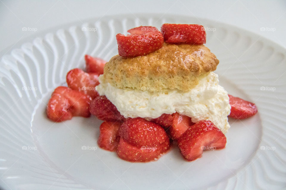 Strawberry cake in plate