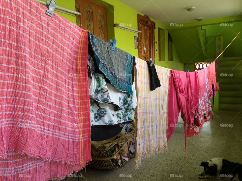 drying laundry 