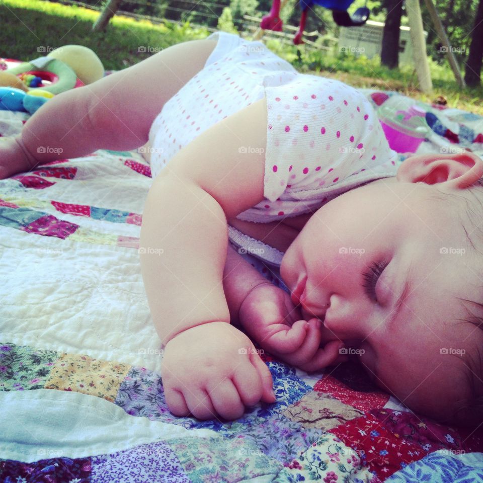 Sleeping baby. Outside nap time 