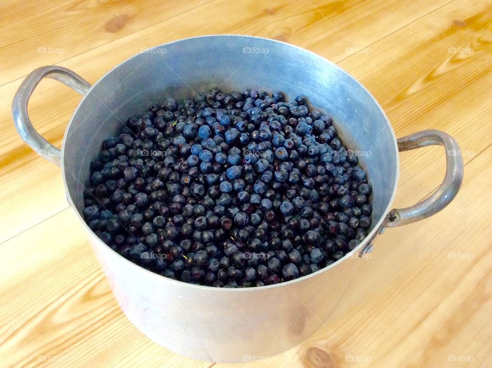 Blueberries in a sauce pan. Blueberries in a big sauce pan 