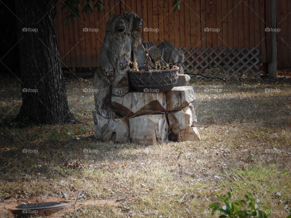 poppa bear 🐻. This is a picture of a bear carved out of wood. 👣 🚶 🏃 🔥 💨