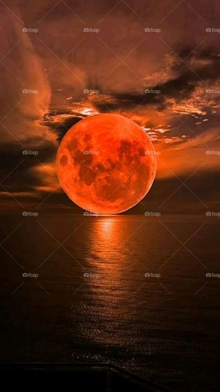 The beauty of lunar Eclipse. Red gypsum shining beautify the atmosphere.