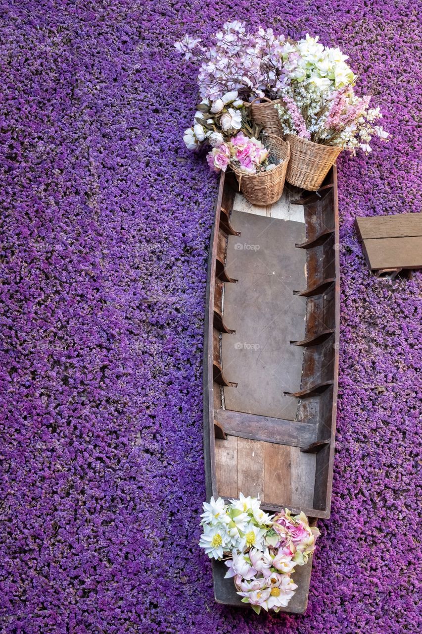 Boat in flower river