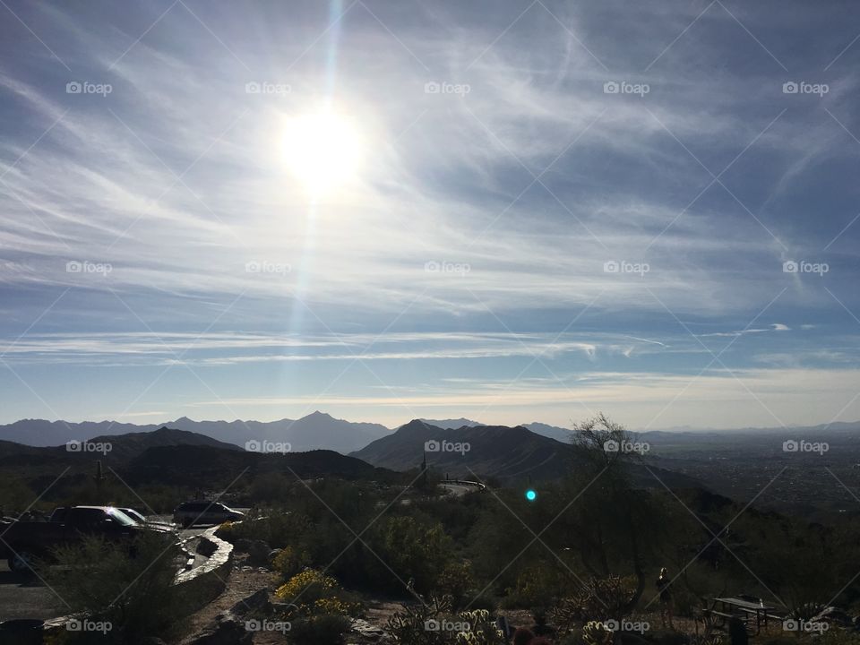 Sun above the desert in Phoenix 