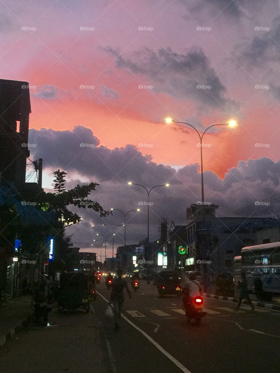 Road, Street, Evening, City, Sunset