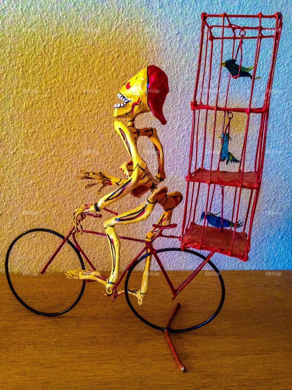 Skeleton on bike