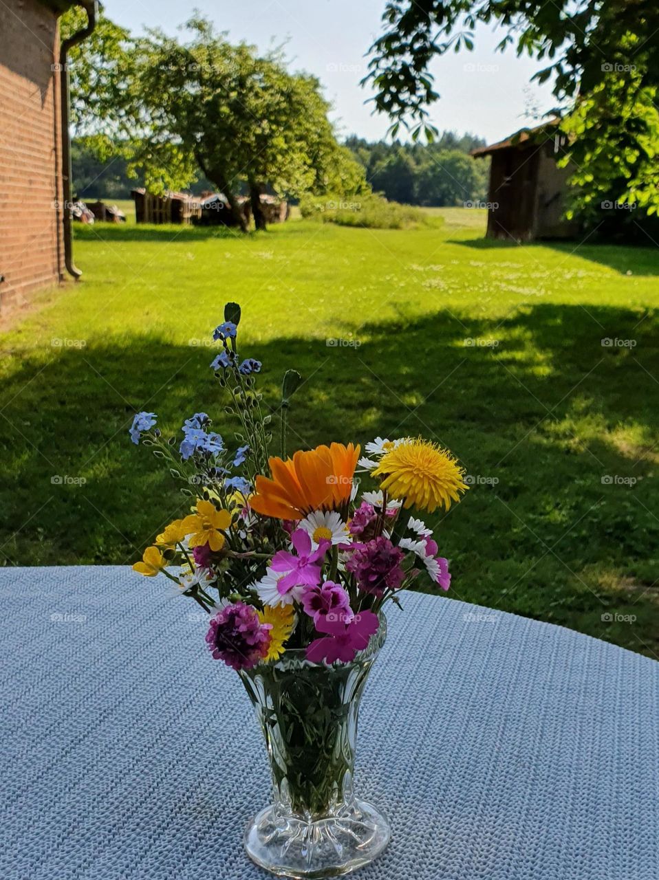 wild flowers on the table -- green gras