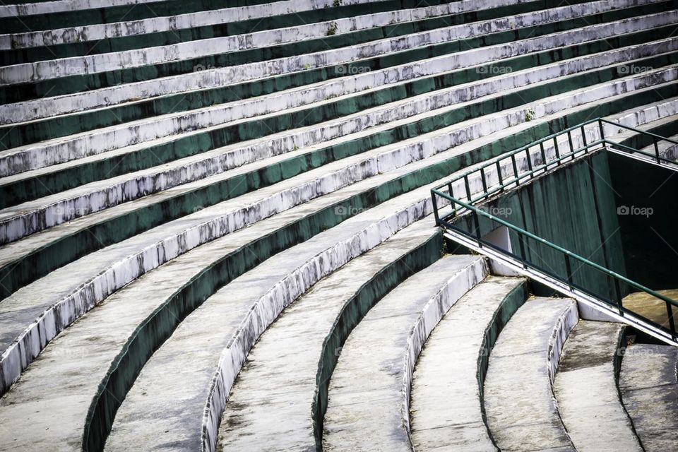 Step of old stadium seats