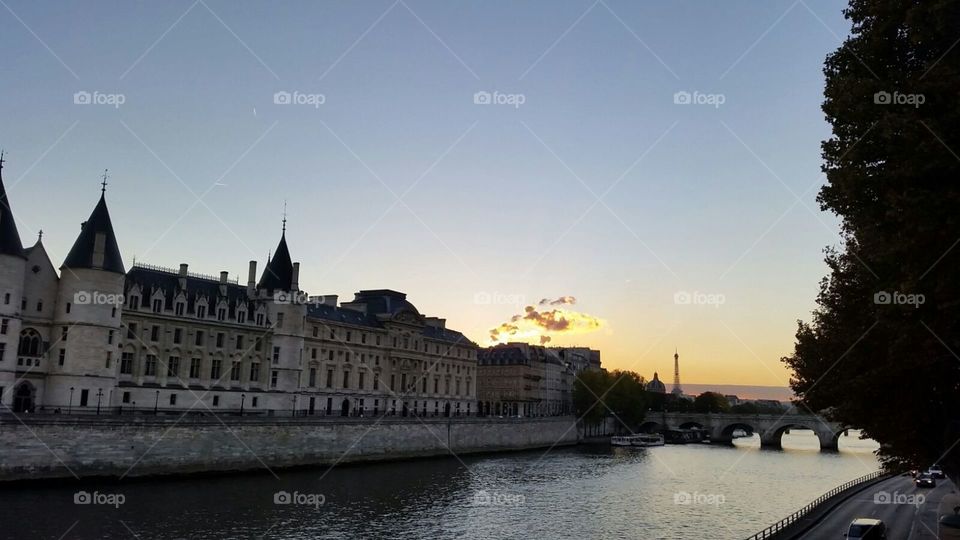 Evening city of Paris 