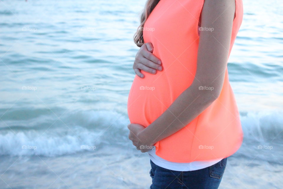 Pregnant women at beach