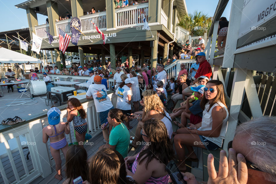 People waiting for the competition of the Mobile fishing club in Alabama USA 