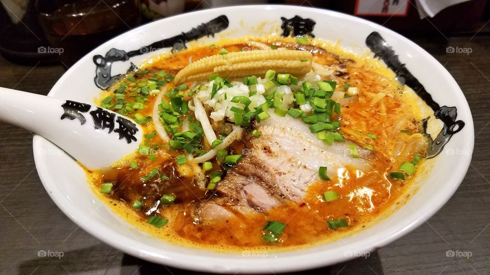 Spicy ramen noodle soup