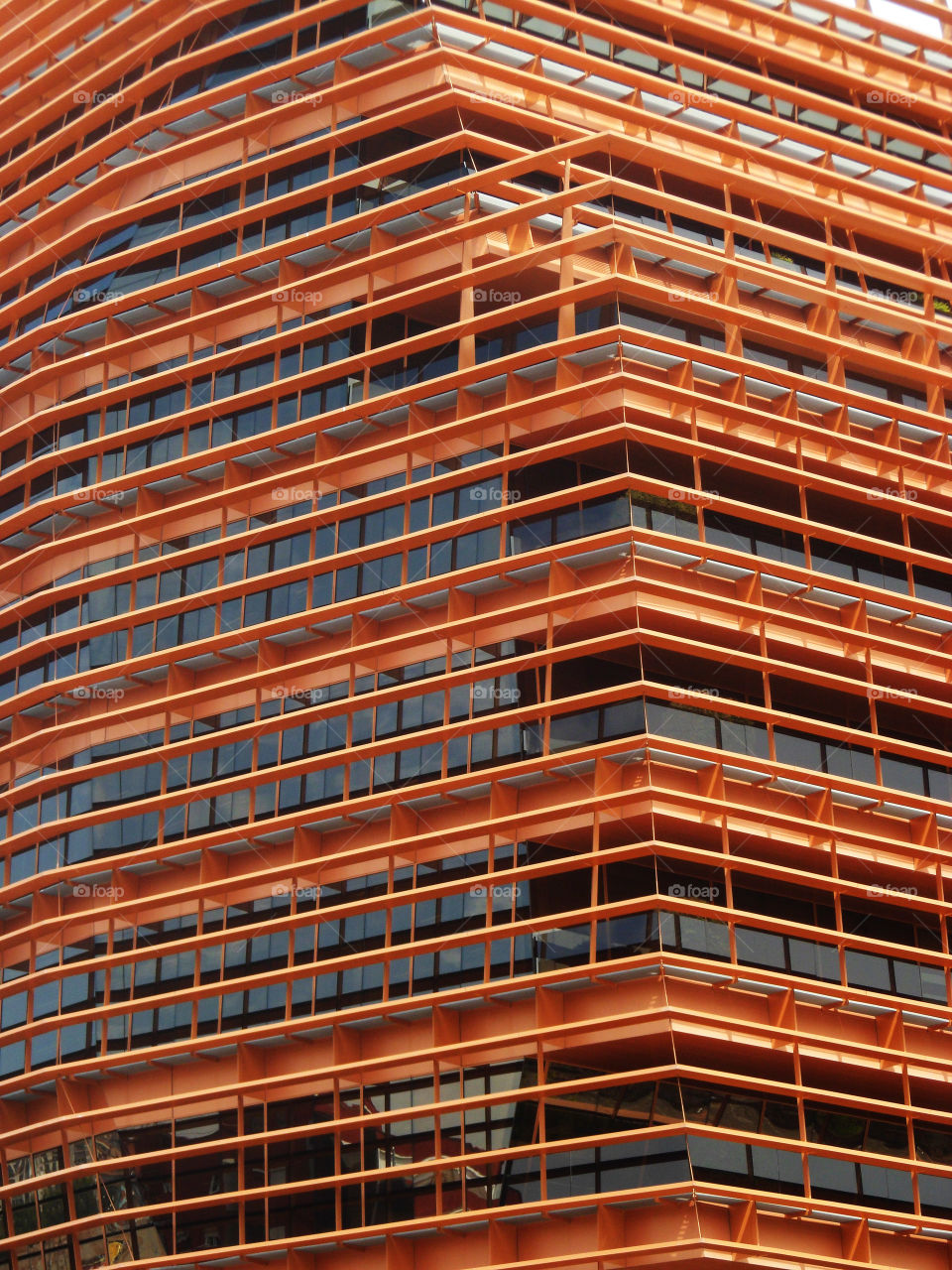 Orange facade in Barcelone in Spain