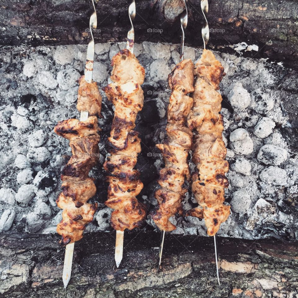 Barbecue, Skewer, Charcoal, Coal, Kebab