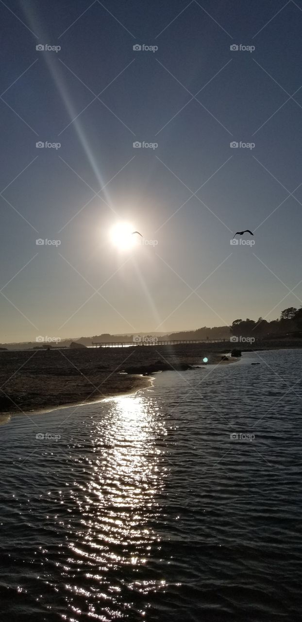 birds eye view of the approsching sunset and the shadow of the sun