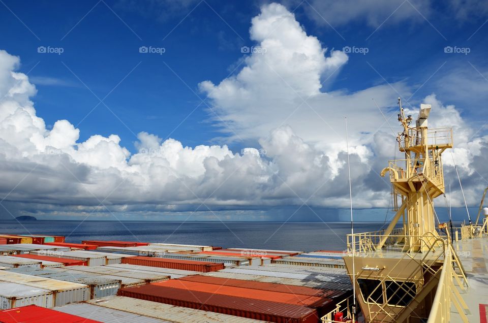 Container vessel at sea