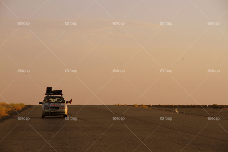 Sunset, Landscape, Dawn, Vehicle, Fog