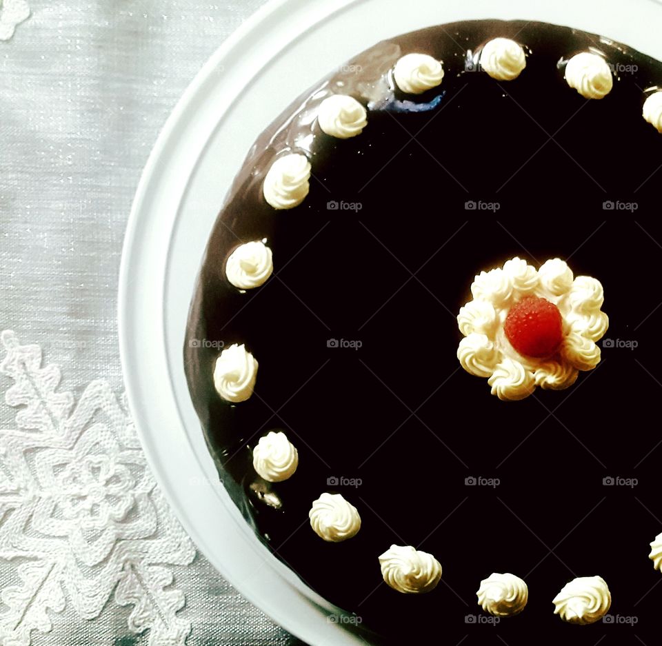 High angle view of coffee cake