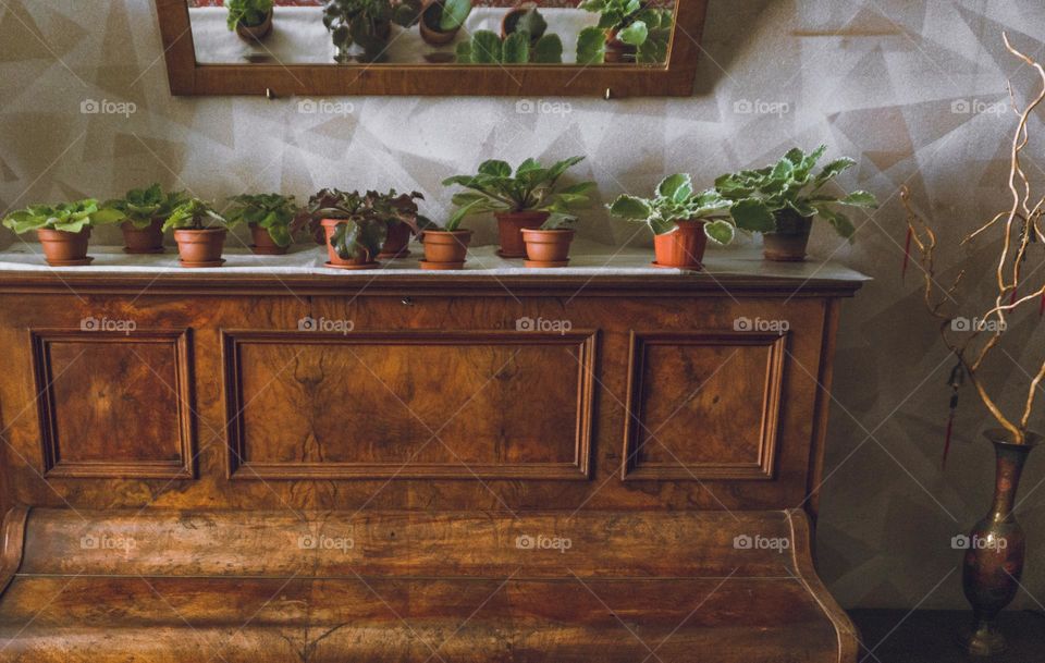 Retro wooden piano 