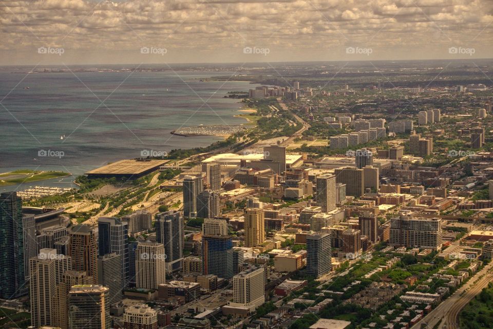 High angle view chicago city