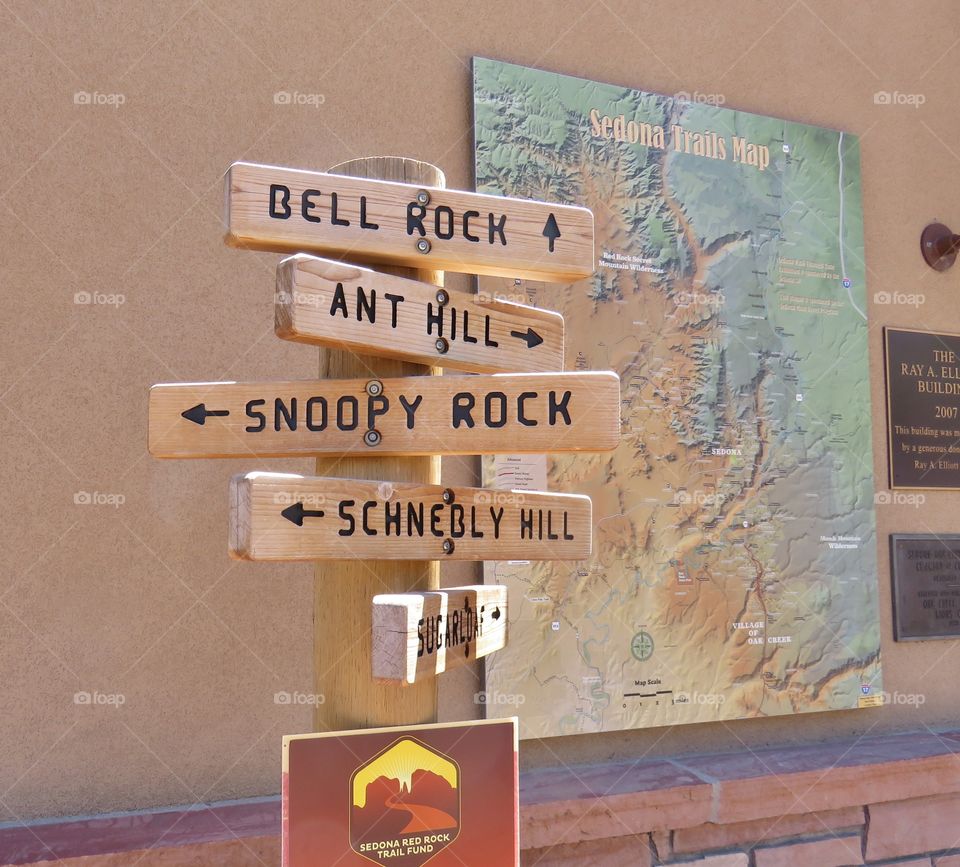 wooden sign post