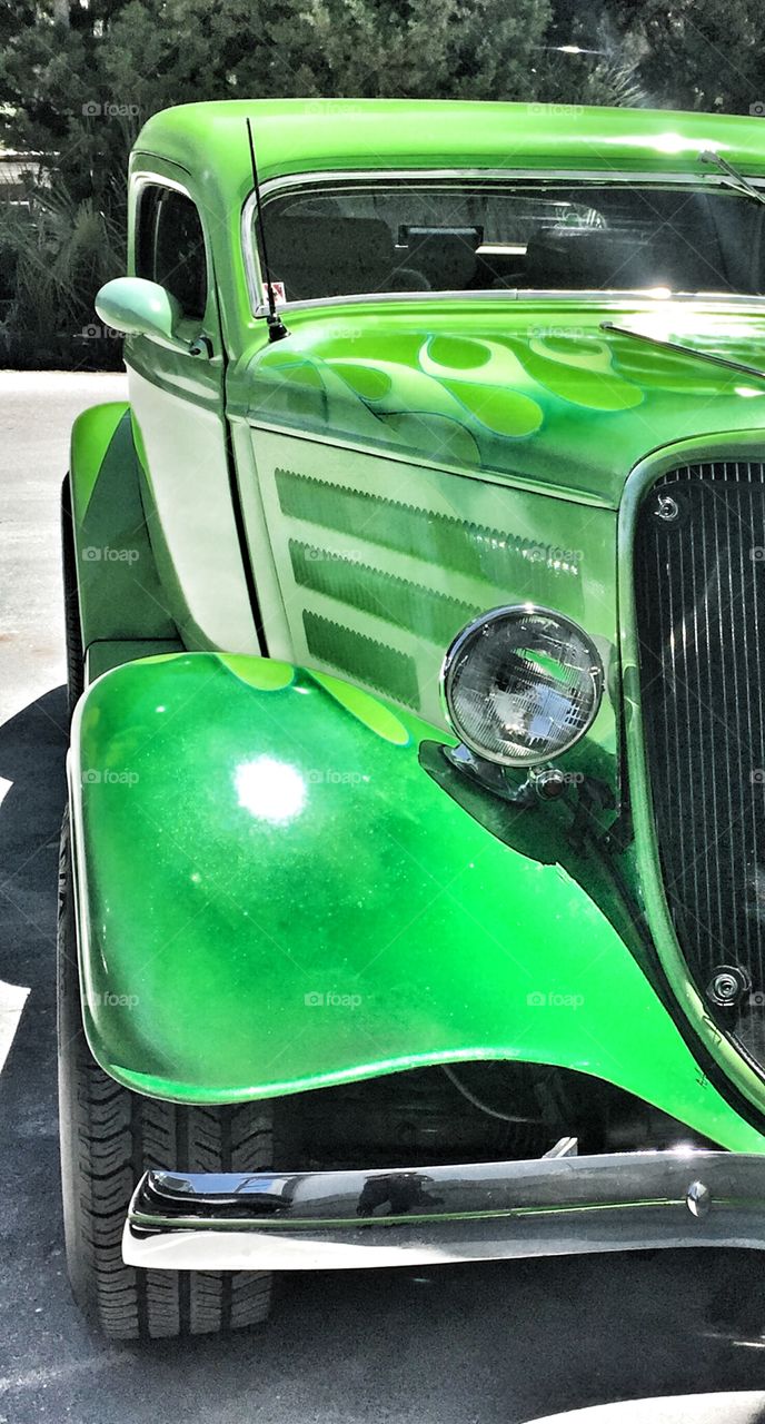 Green vintage automobile