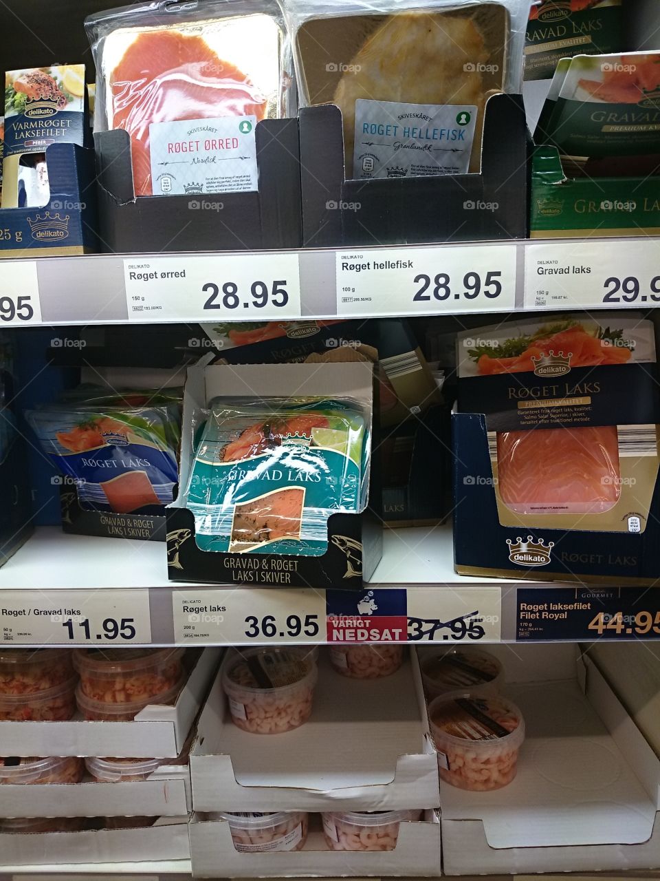 supermarket shelf in Denmark . Denmark December 2014 