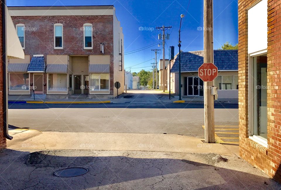 Quiet, Small Town, Morning, Corner, Stop, Bright