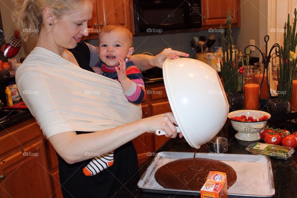 Baking with baby in sling