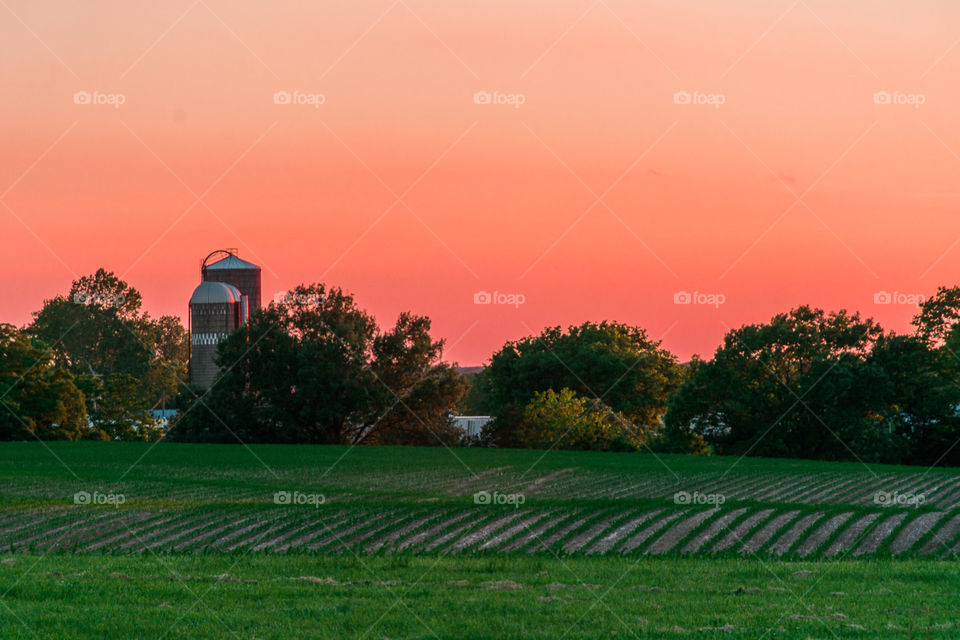 sunset on the farm. Sunset  on the farm.
