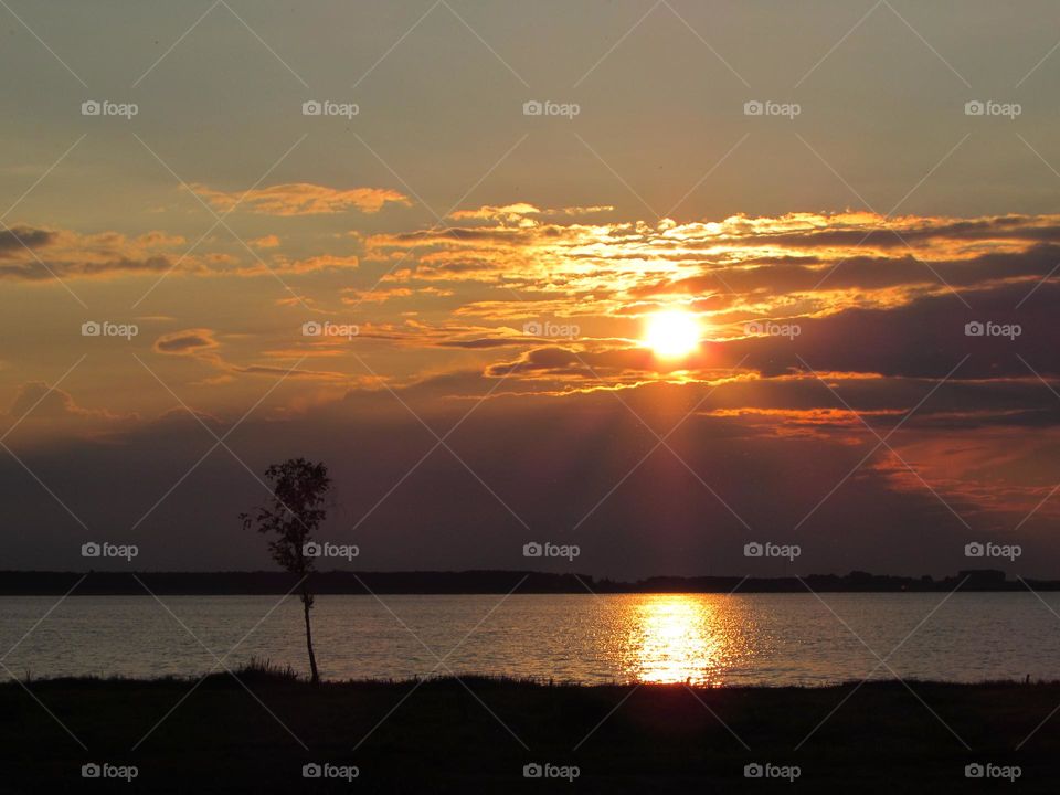 Sunset over the lake