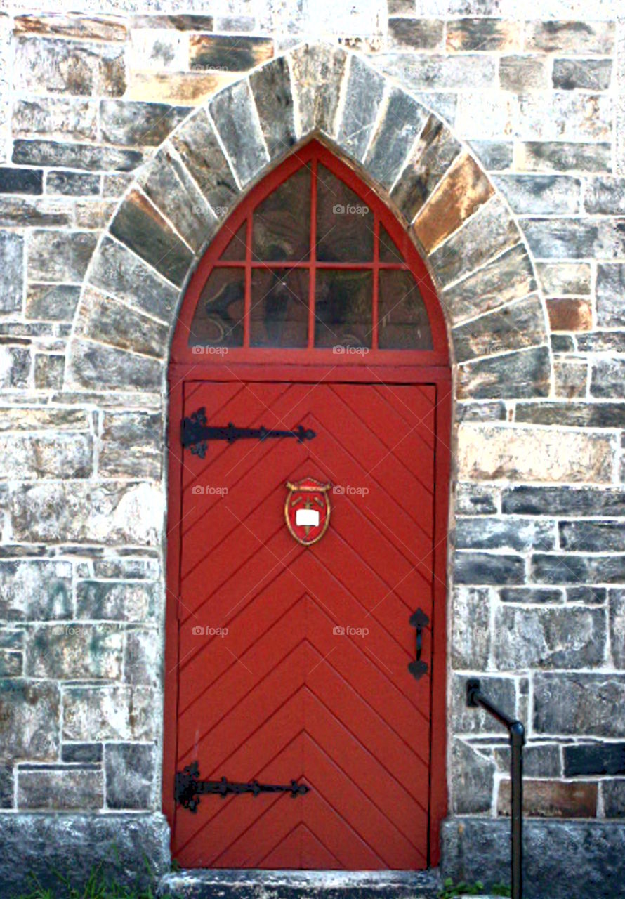 Red church door