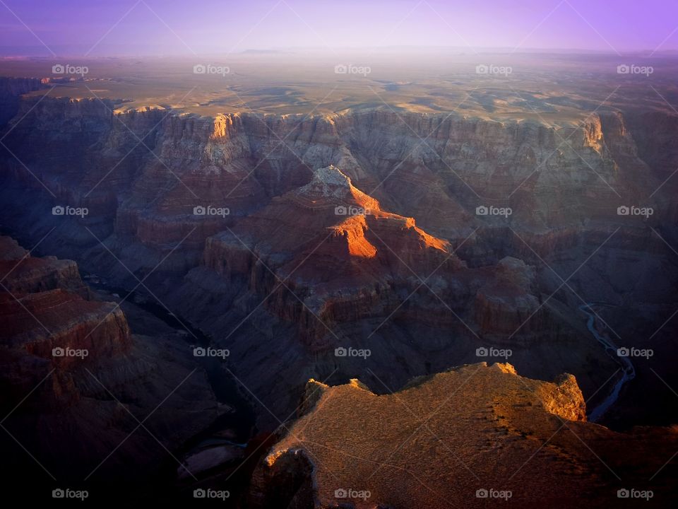 The Grand Canyon at Sunrise . aerial shots of the grand canyon