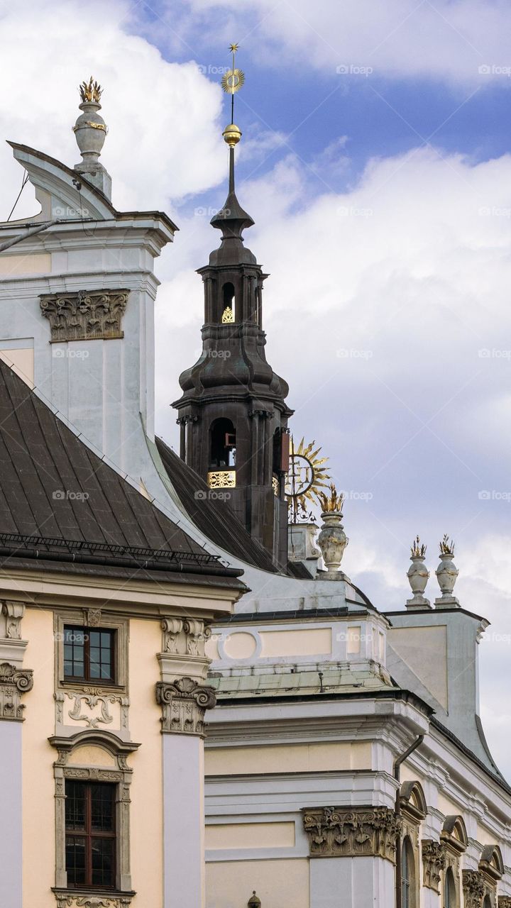 university buildings and baroque church