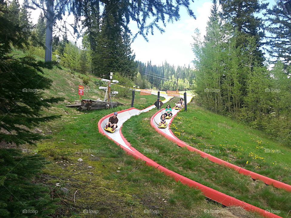 Ridding down. The longest sled ride in Colorado 