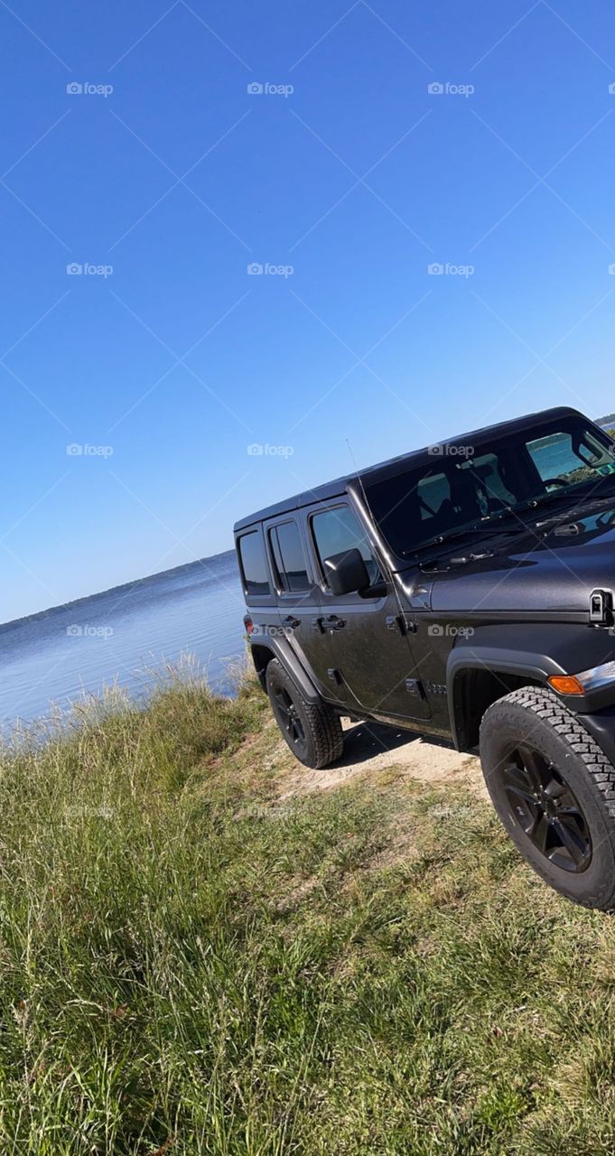 Jeep at a beach