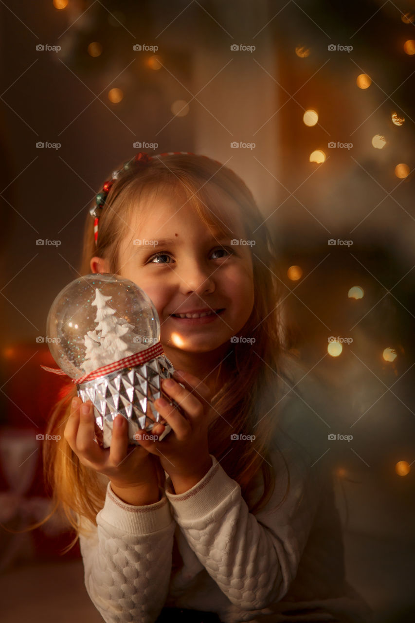 Cute little Girl at Christmas Eve 