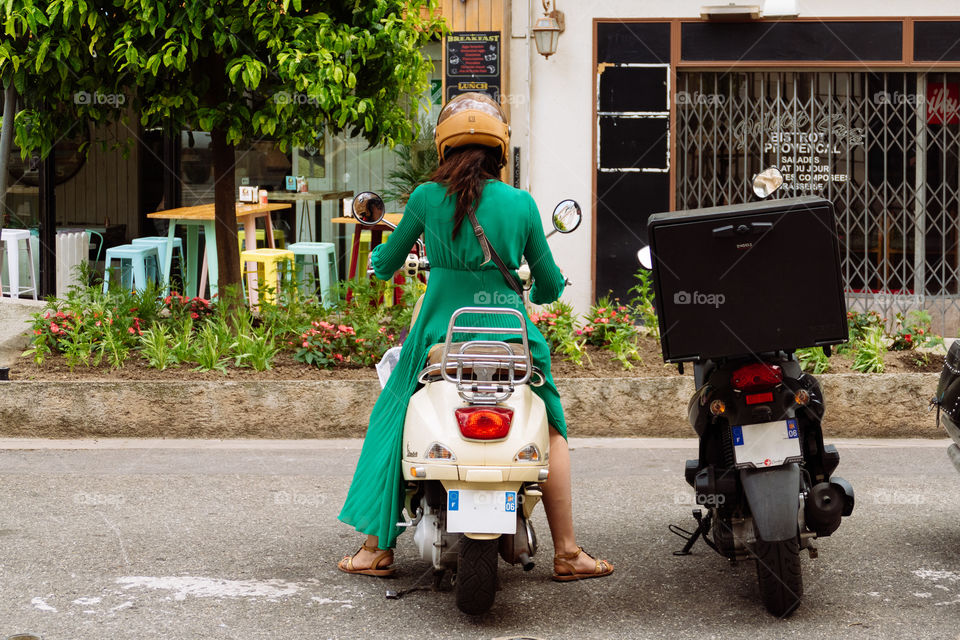 Motorcycle girl in Cannes