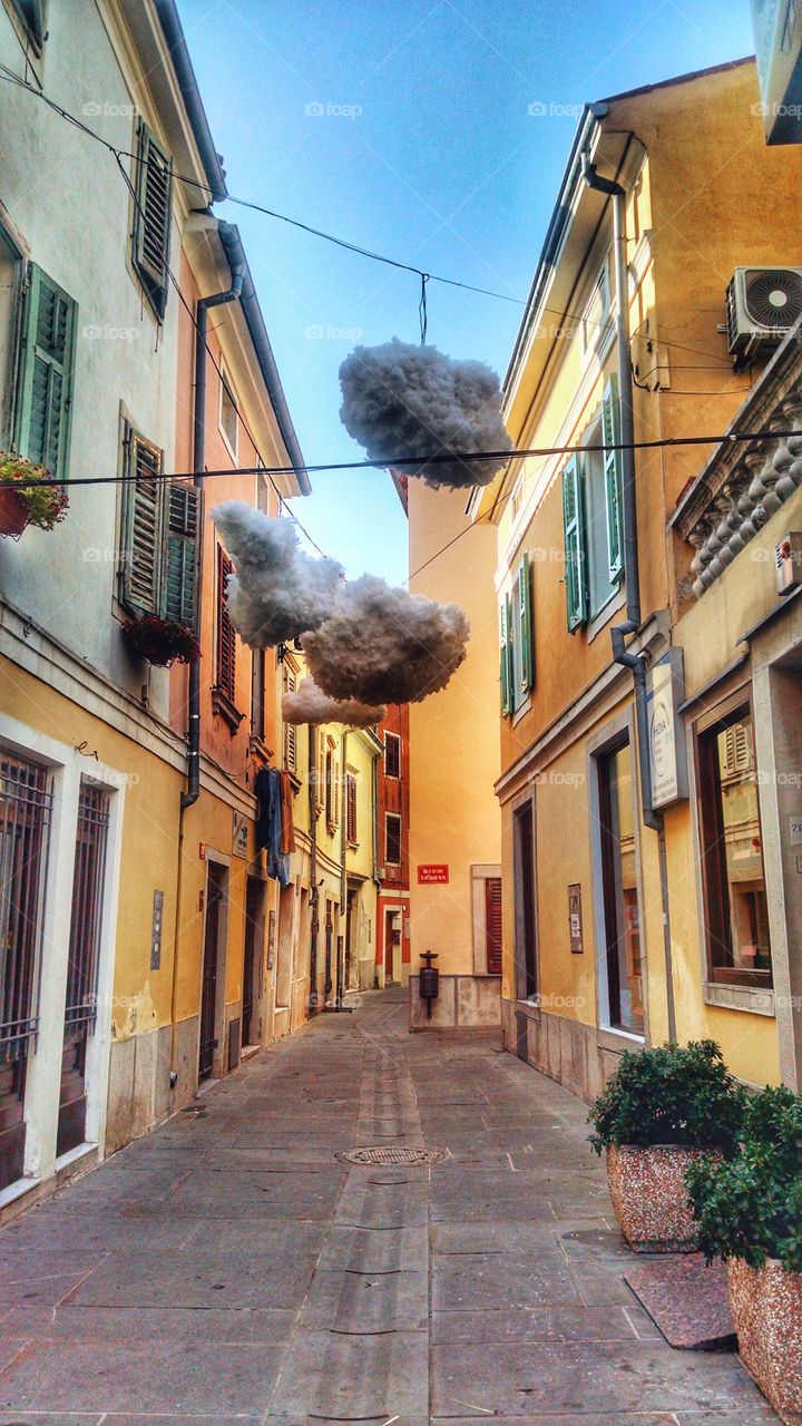 Streets of old town of Izola, Slovenija