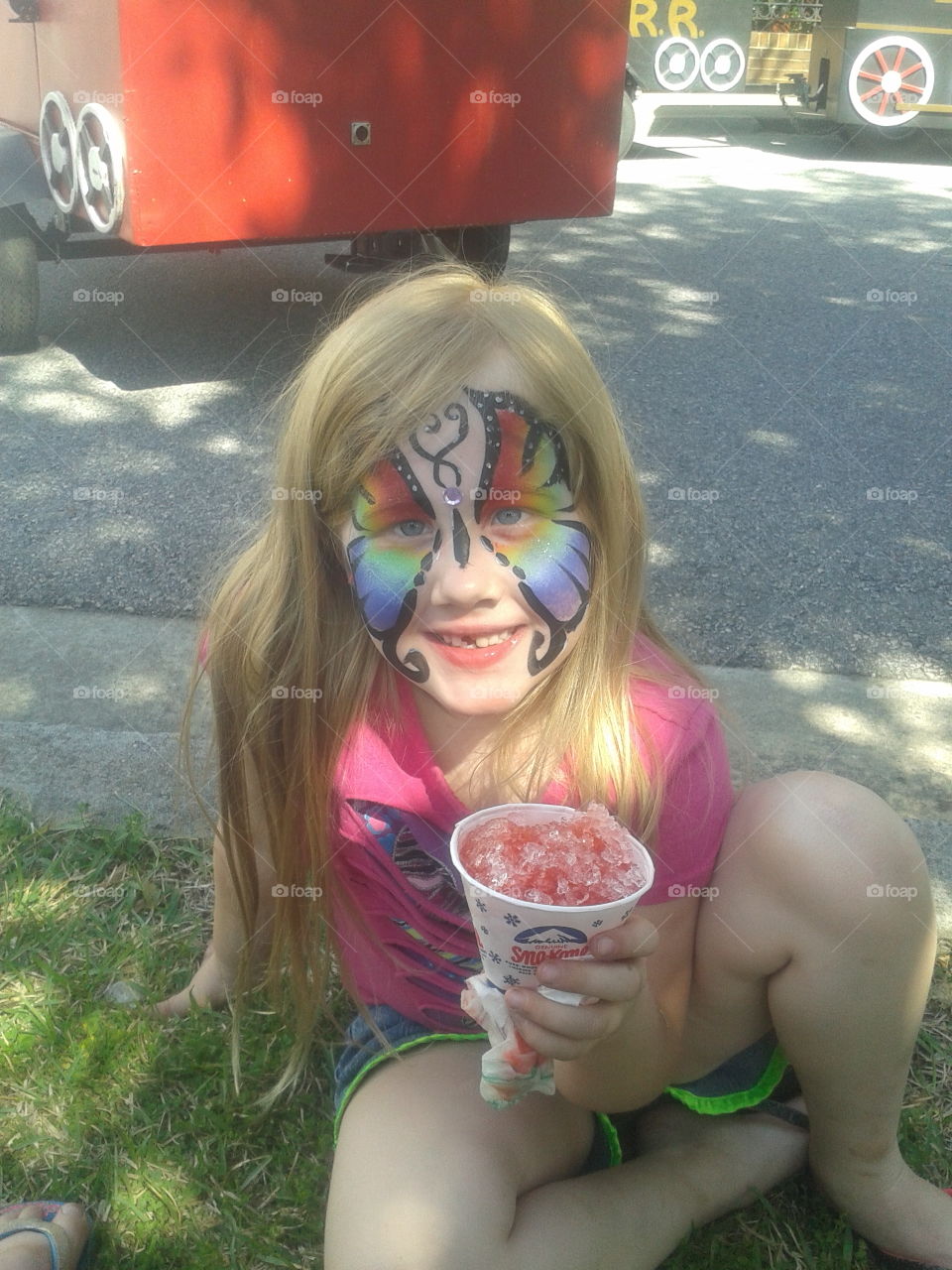 Butterfly girl. I took a friend's daughter to an art festival and she wanted her face painted.