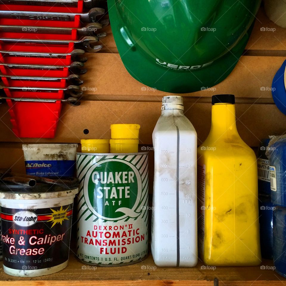 Garage. Tools, grease, & fluids