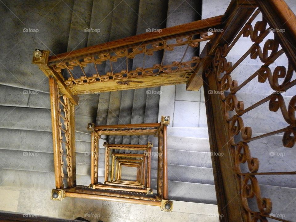 View down stairwell in historic building