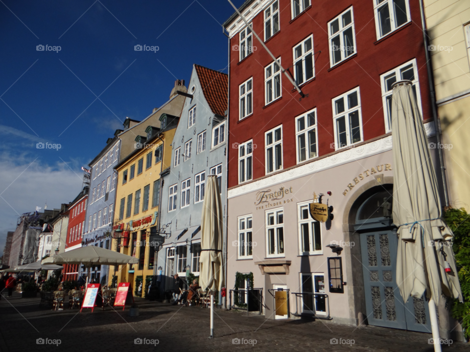 buildings colourful restaurant umbrella by kshapley