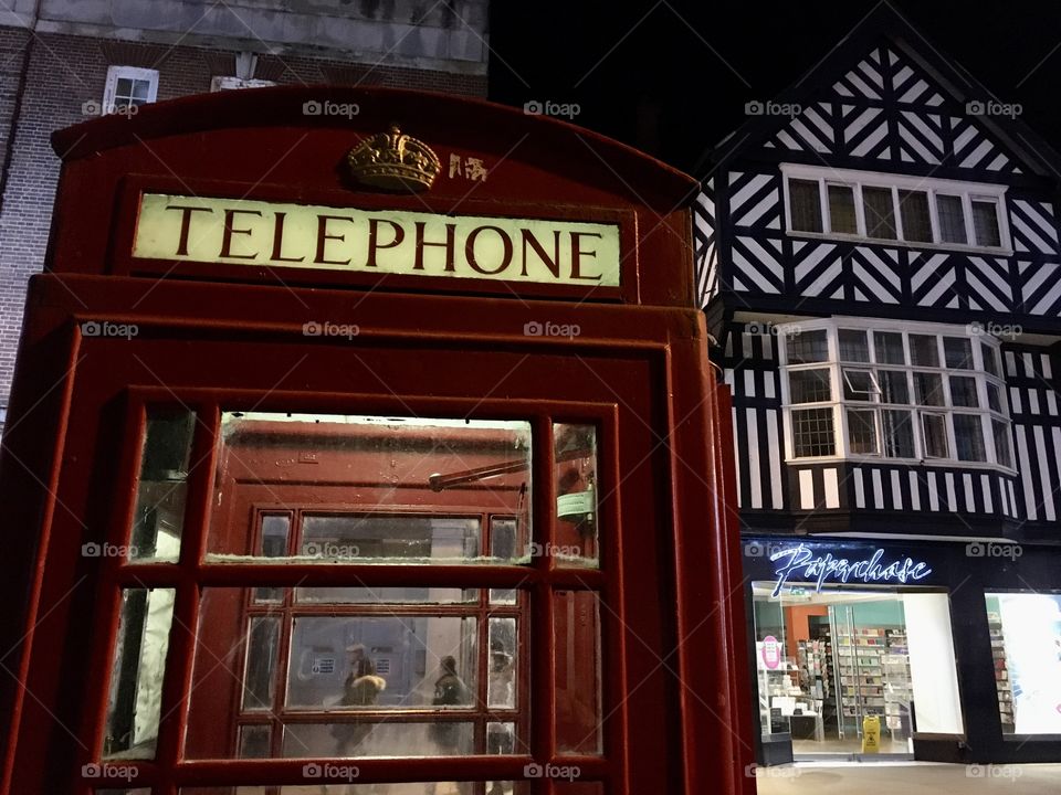 British old style red phone box ... Chester 2019