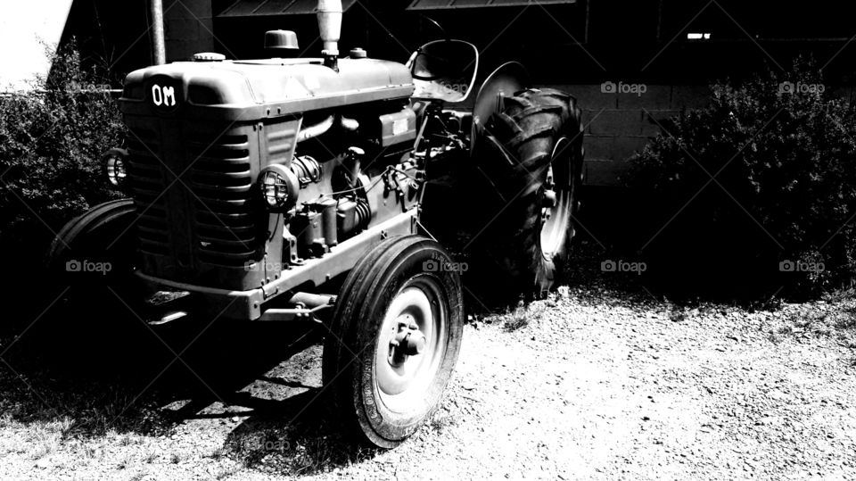 Black and White tractor