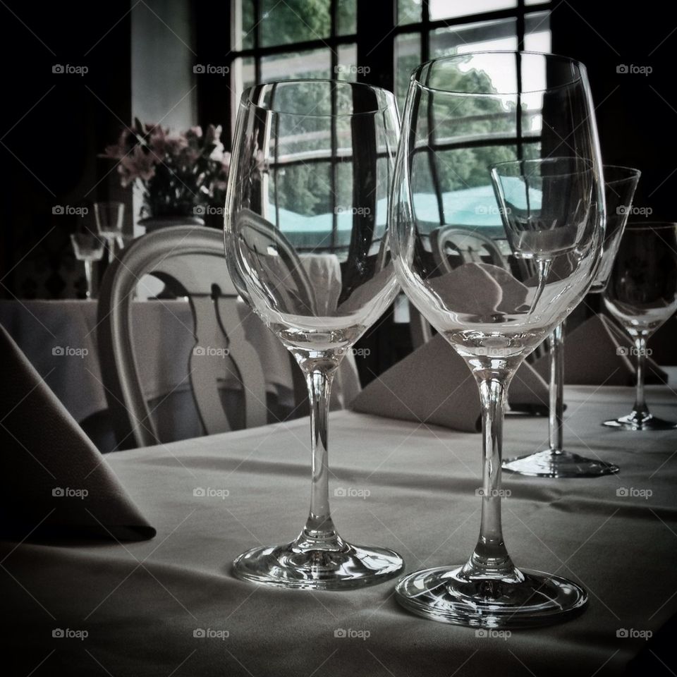 Wine glasses in fine setting