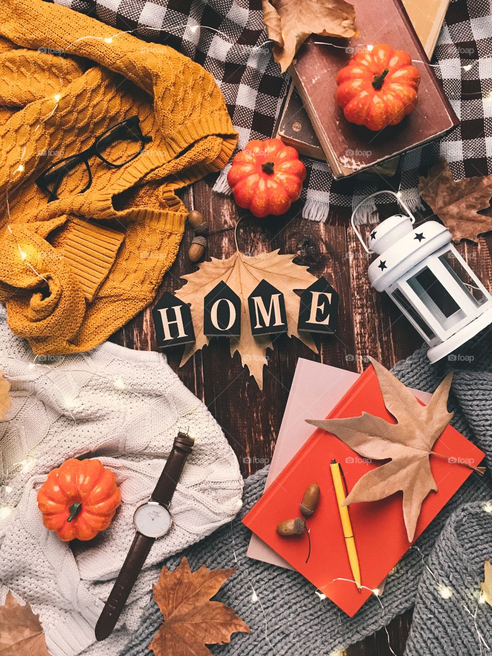 Autumn flat lay photography