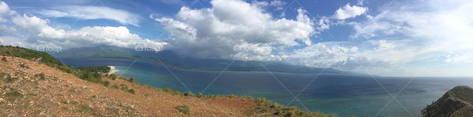 Clouds overlooking the ocean and sky