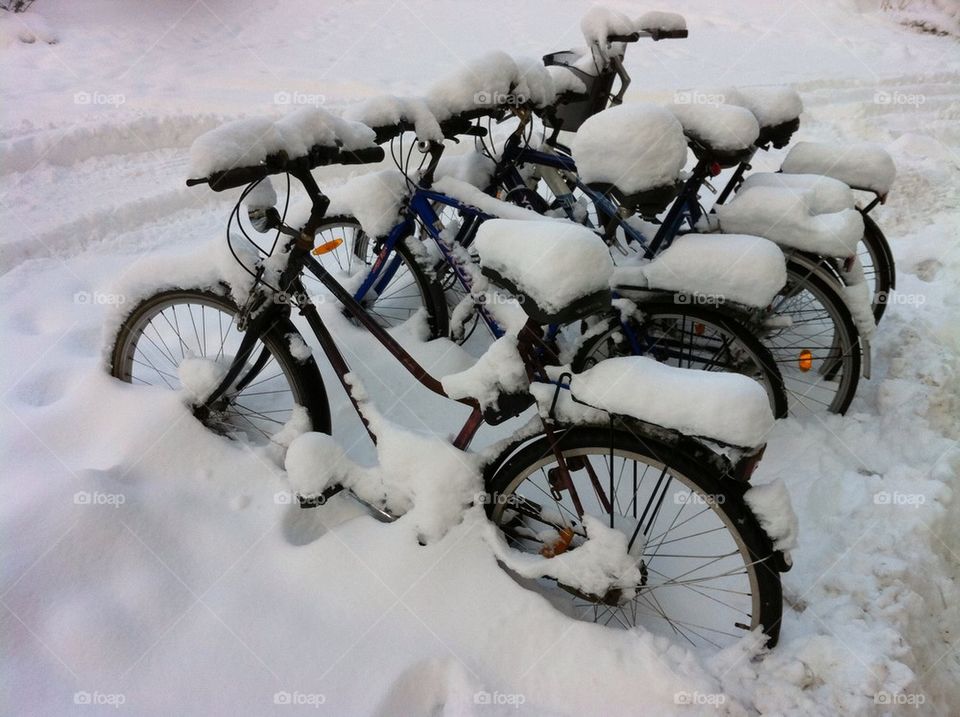 snow winter bicycle by bj